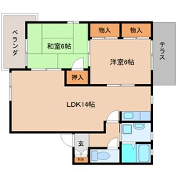 大和高田駅 徒歩15分 1階の物件間取画像